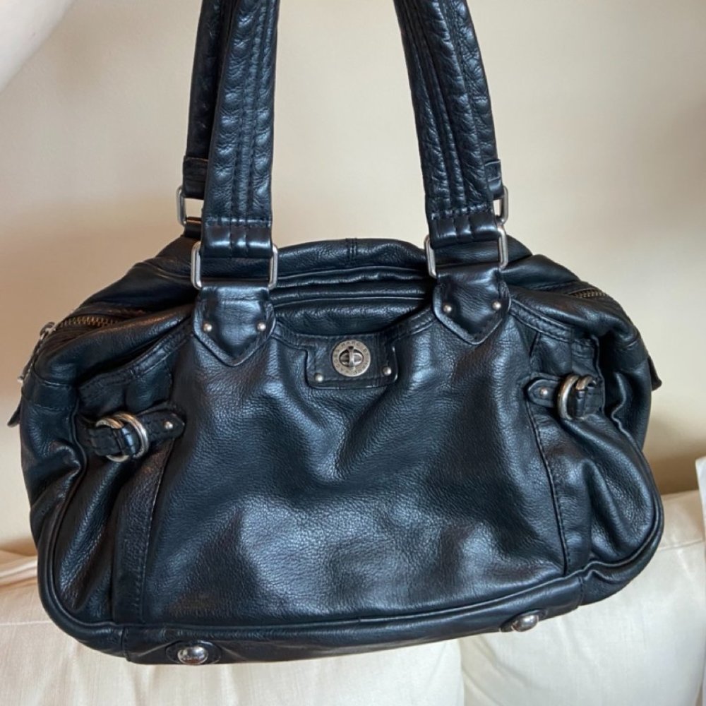 Black with Silver Marc by Marc Jacobs Totally Turnlock Benny Bag